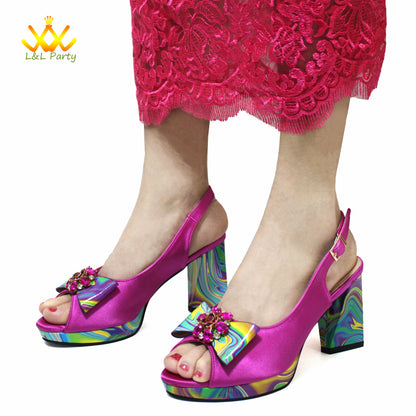 Appliques Specials Italian Design Nigerian Women Shoes Matching Bag Set in Red Color INS Hot Sale Sandals - Hiccupzz