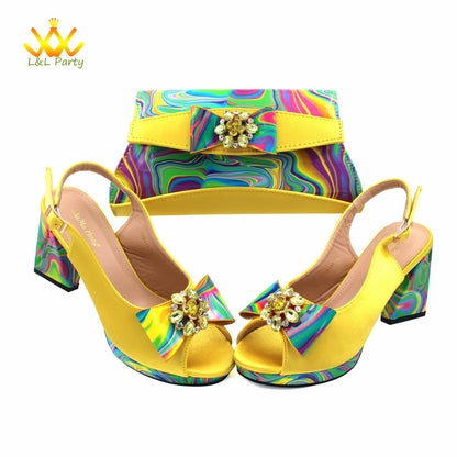 Appliques Specials Italian Design Nigerian Women Shoes Matching Bag Set in Red Color INS Hot Sale Sandals - Hiccupzz