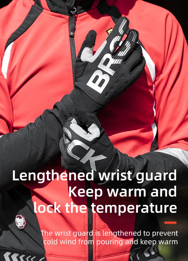 Cycling Gloves - Touch Screen Waterproof MTB Bike Gloves, Thermal Warm for Winter & Autumn Sports