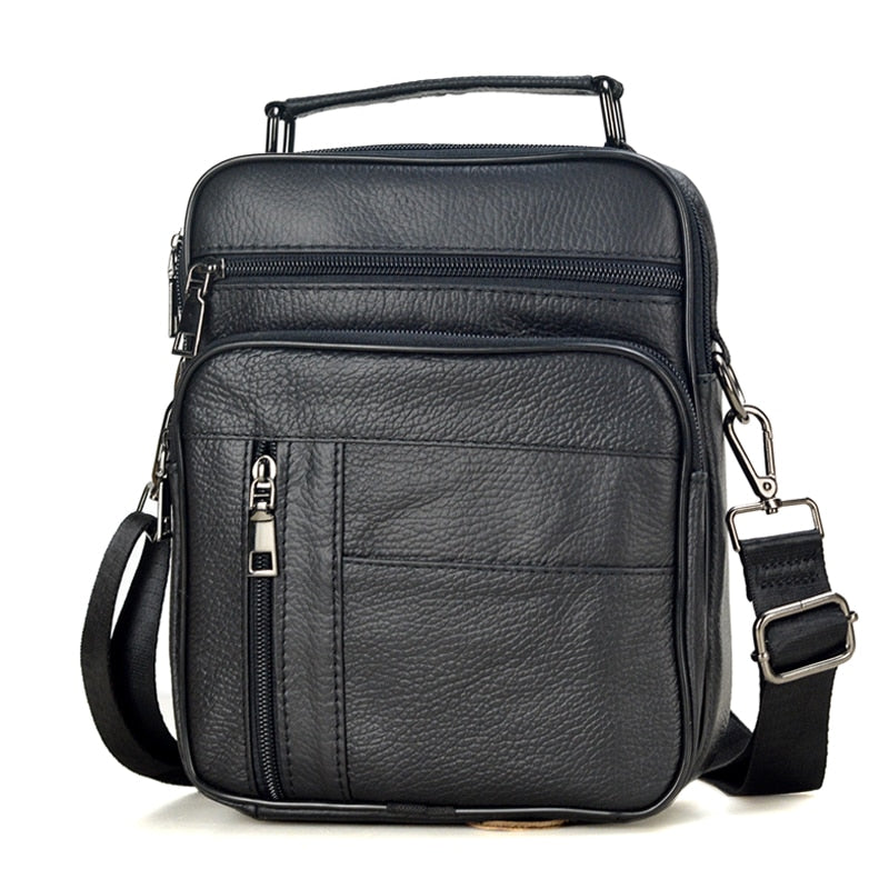 Bolso de hombro de cuero genuino para hombre