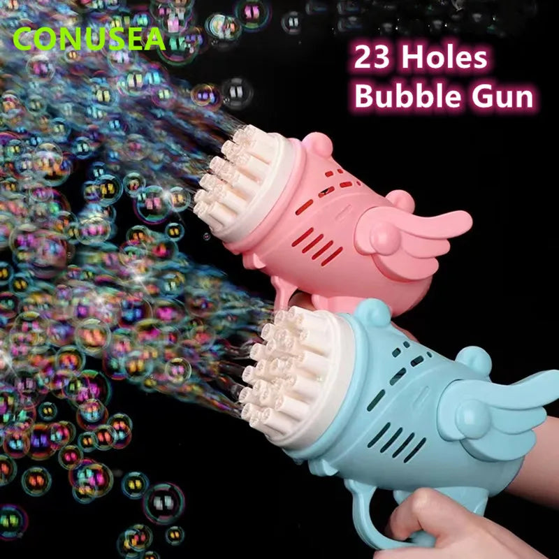 69 Holes Rocket Bubble Gun Machine Angel LED Kids Automatic Soap Bubbles Blower Maker Toys for Wedding Party Outdoor Games