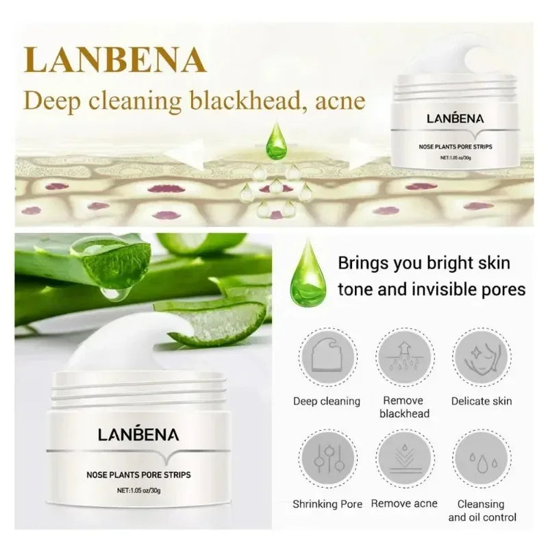 LANBENA White Black Blackhead Remove Mask Shrink Pore Nose Cleansing Stickers Peel Nasal Black Head Strips Face Skin Care Masks