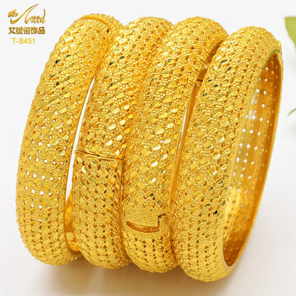 Dubai 24K Gold Color Bracelets for Women - Luxury Designer Indian Bangles, African Arabic Wedding Bridal Jewelry - Hiccupzz