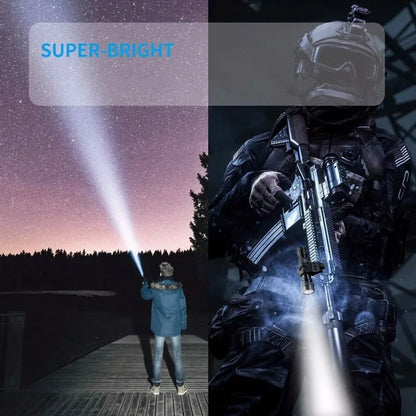 ZK40 50000000LM High Power XHP220 Powerful LED Flashlight Tactical Military Torch  USB Camping Lanterna Waterproof Self Defence - Hiccupzz