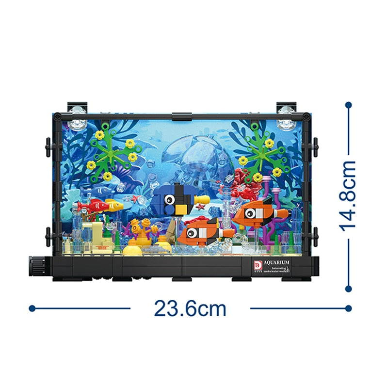 MOC City Creative Idea Ocean Marine Jellyfish Turtle Aquarium Building Blocks Bricks Accessories DIY Toys for children