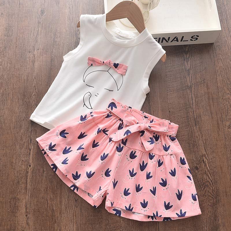 Kids Girls Clothing Sets Summer New Style Brand  Baby Girls Clothes Short Sleeve T-Shirt+Pant Dress 2Pcs Children Clothes Suits