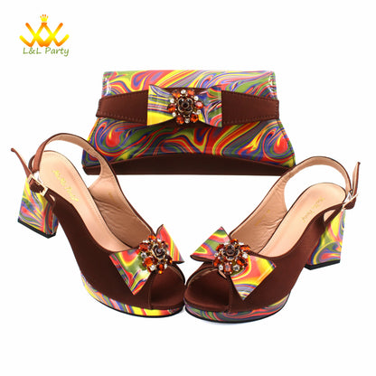 Appliques Specials Italian Design Nigerian Women Shoes Matching Bag Set in Red Color INS Hot Sale Sandals - Hiccupzz