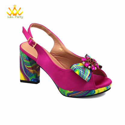 Appliques Specials Italian Design Nigerian Women Shoes Matching Bag Set in Red Color INS Hot Sale Sandals - Hiccupzz