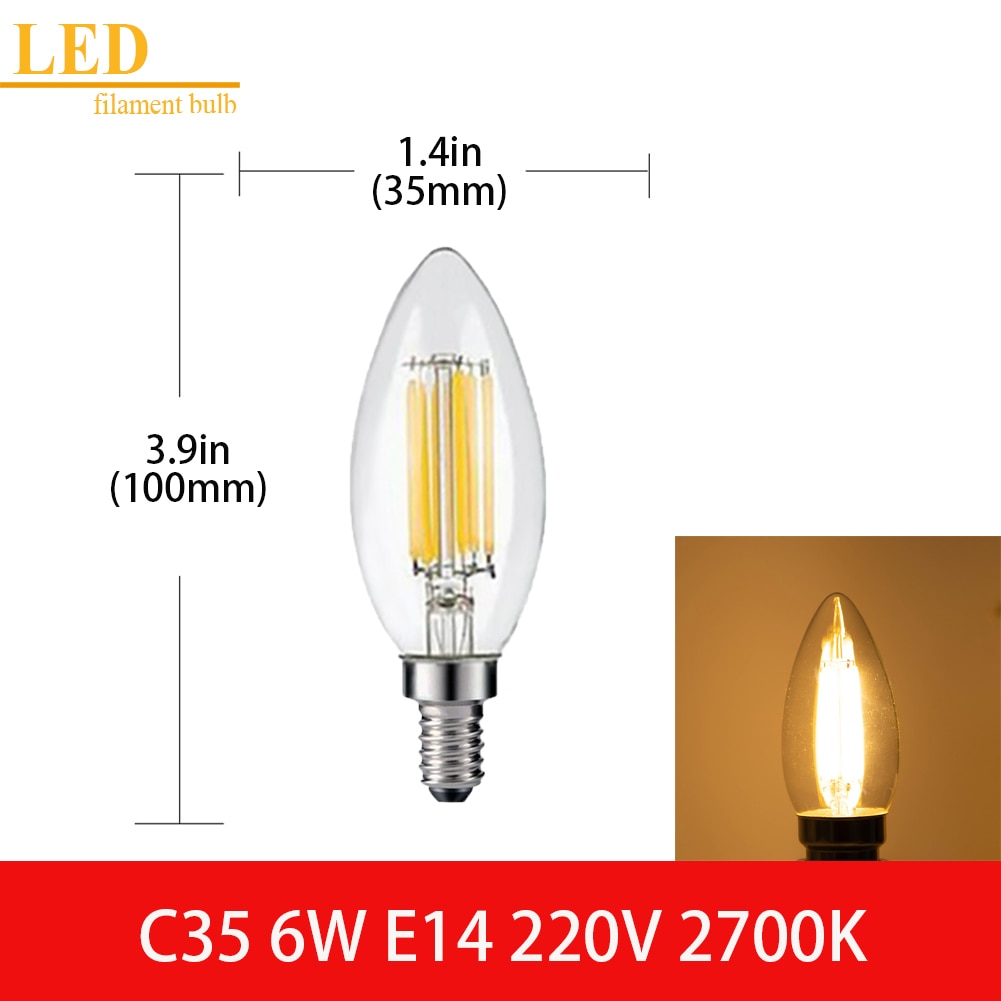 LED Filament Light Bulb Clear Glass Ampoule