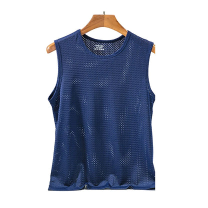 Men's Ice Silk Mesh Tank - Transparent Gym Stringer Bodybuilding Vest - Hiccupzz