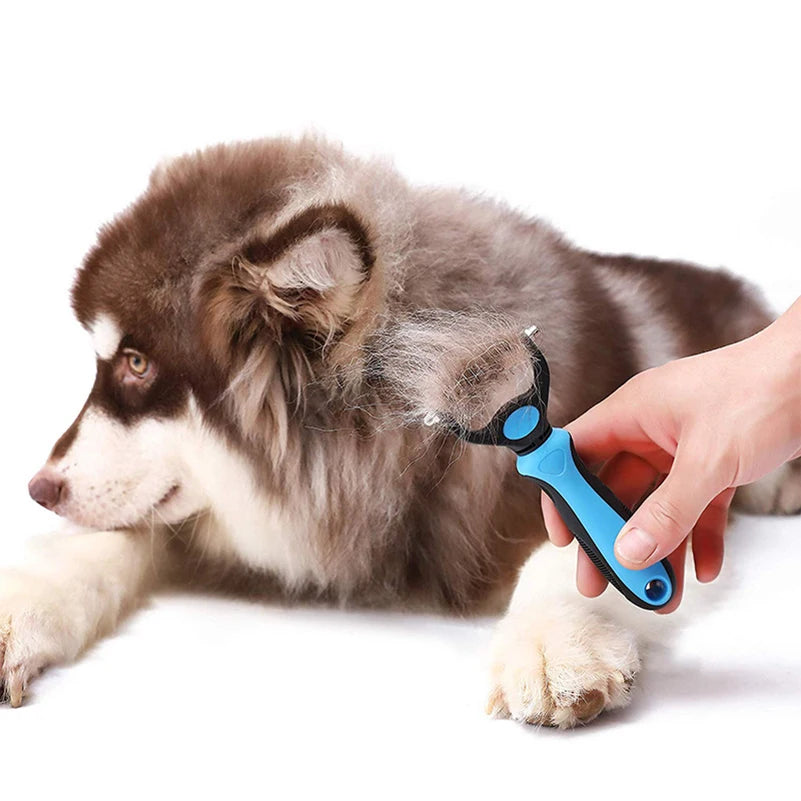 Professional Pet Deshedding Brush - Dog Hair Remover & Knot Cutter for Cats and Puppies | Grooming & Shedding Comb for Dogs