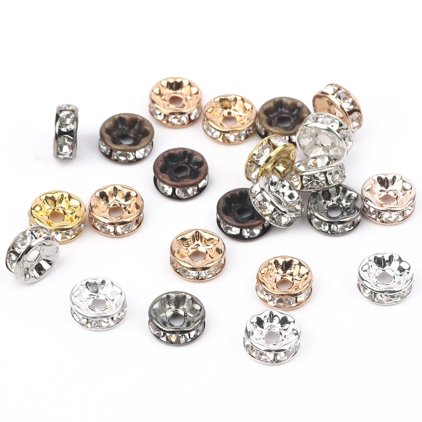 50pcs/lot  Crystal Round Loose Spacer Beads for DIY Making Bracelet Necklace Accessories