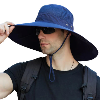 Hot Men's 15CM Big Wide Brim Outdoor Waterproof Mountaineering Cap - Hiccupzz