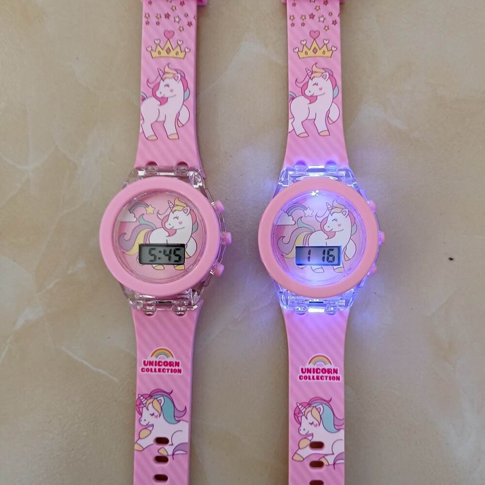 Children Cartoon Digital Flash Light Watches for Girls