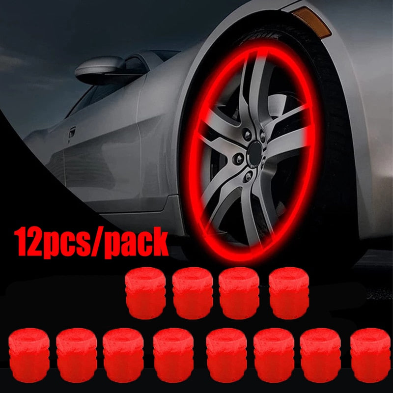 12Pcs Car Luminous Tire Valve Caps Fluorescent