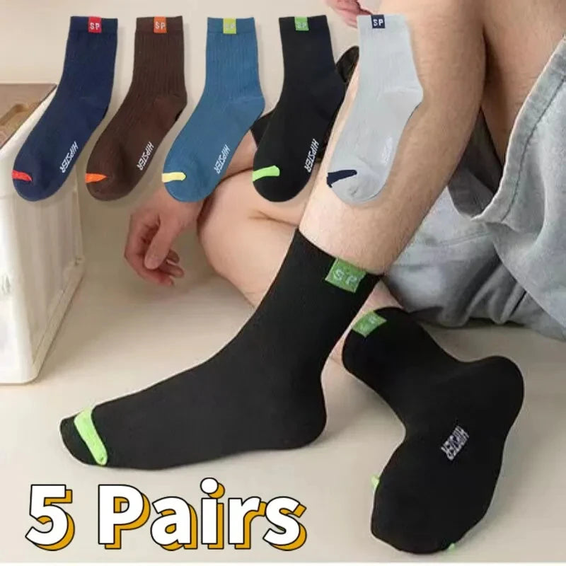 10 Pairs Breathable Cotton Sports Socks - Bamboo Fiber Sweat-Absorbing Deodorant Socks