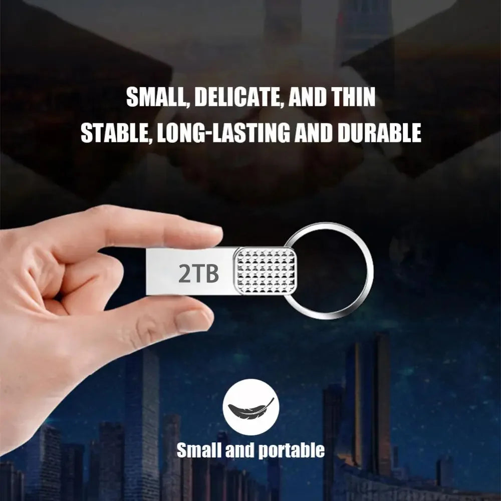 2TB Metal USB 3.2 Flash Drive – High-Speed Type-C Pen Drive, 1TB/512GB/128GB Mini Key Design for Phone & PC