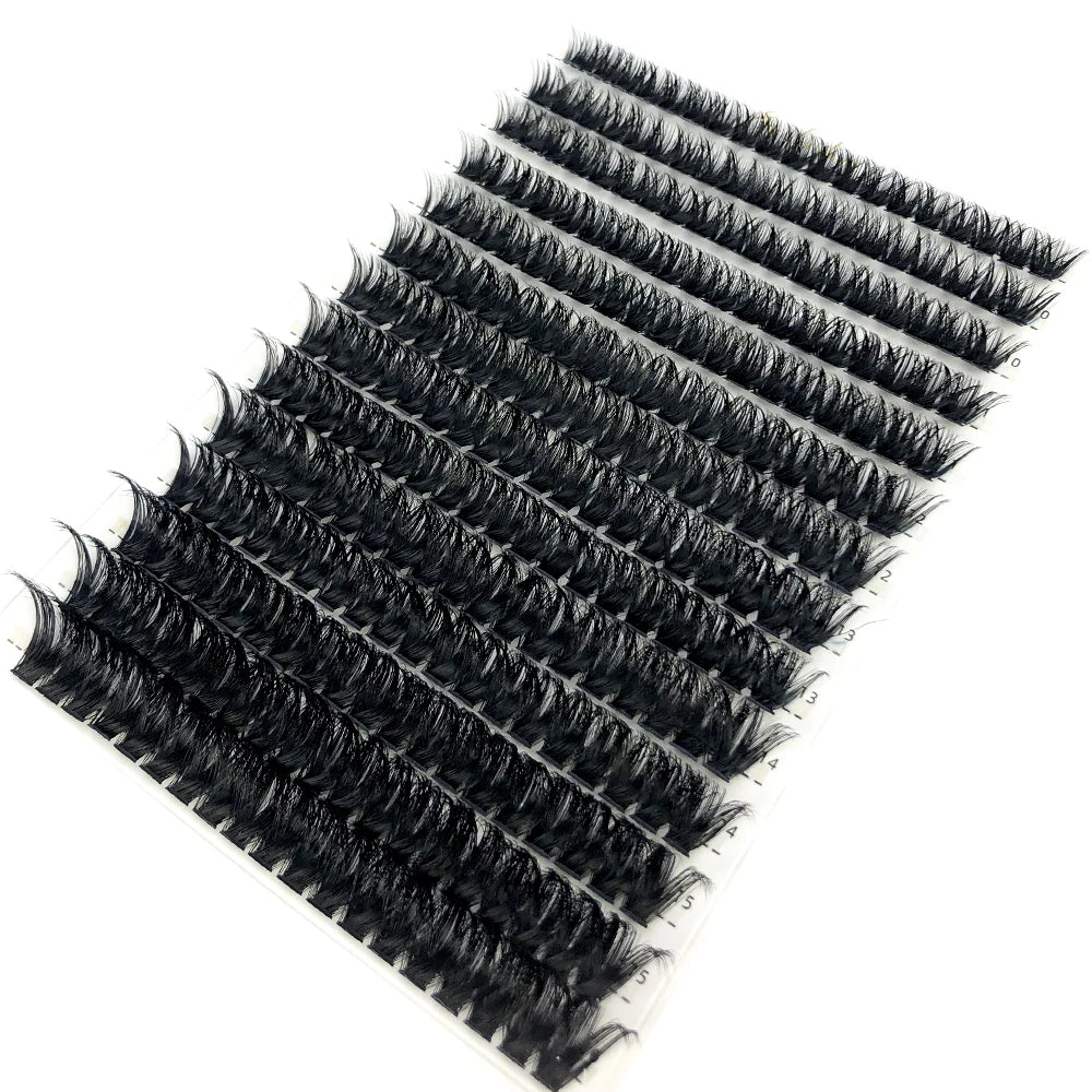 Mixed Tray Individual Lashes (30D, 40D, 60D, 80D) - 3D Russian Volume Eyelashes, Soft Natural Mink Lash Clusters, False Eyelashes