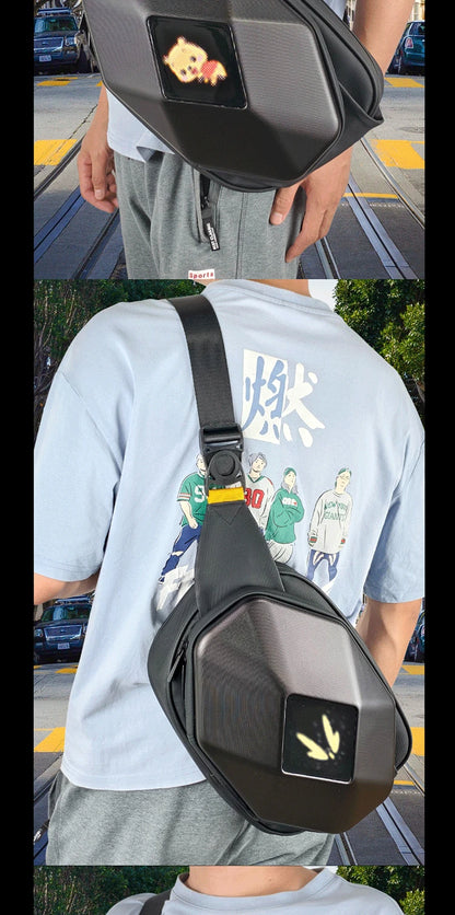 Motorcycle Backpack with LED EYE - DIY Riding Bag with APP Control, Hard Shell, Rainproof, Fits 14-Inch Notebook - Hiccupzz