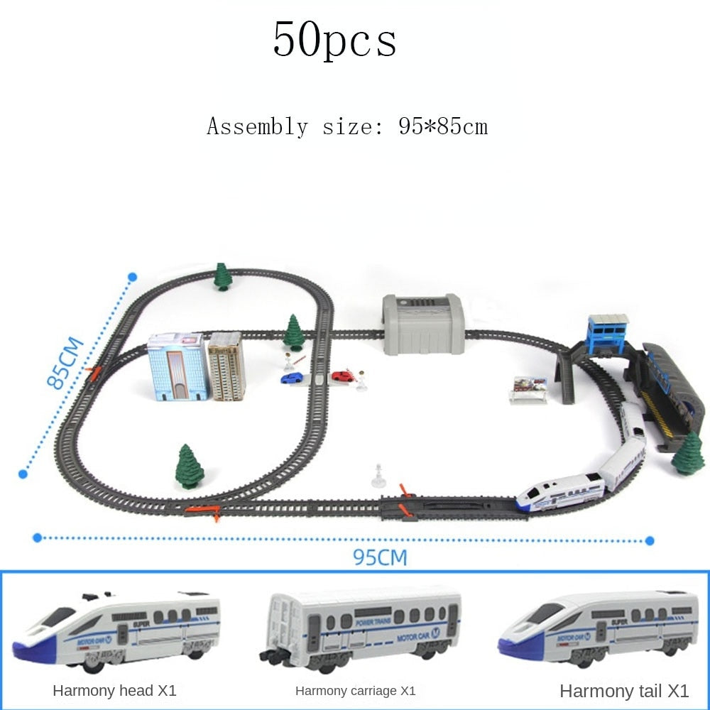 Electric High Speed Train Model Railway Track Harmony Rail Toy DIY Set