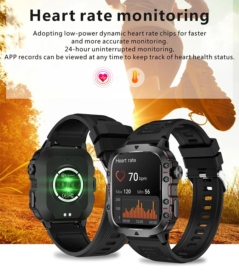 Xiaomi Military Smart Watch for Men - 1.96'' IP68 5ATM Outdoor Sports Fitness Tracker with BT Call & Health Monitor