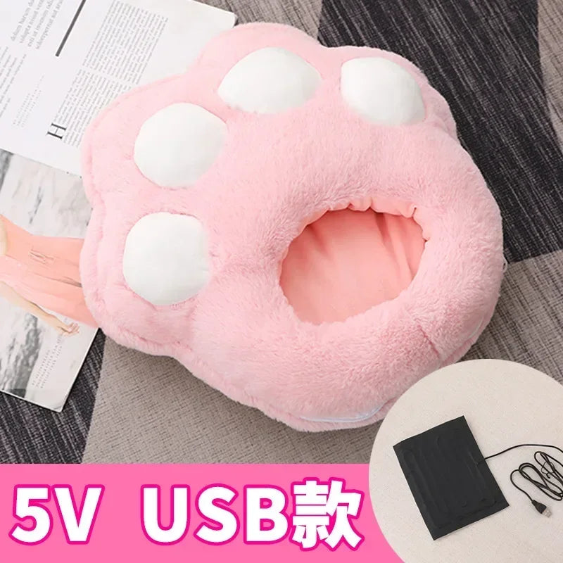 Winter Electric Foot Warmer Mat - USB Charging Cat Paw Shape Heating Pad for Feet, Constant Warming for Home/Office