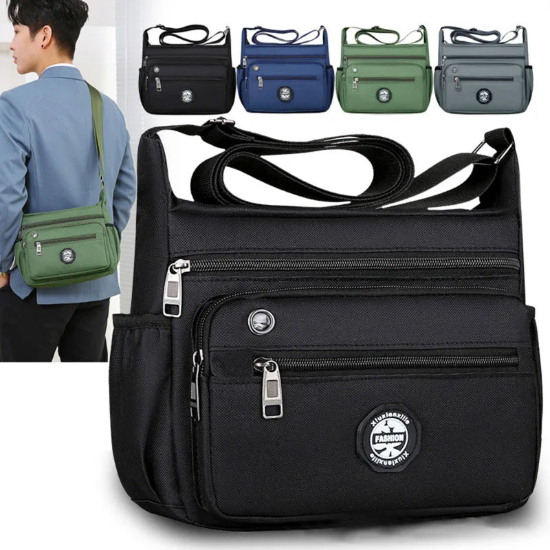 Men's Messenger Bag - Small Waterproof Oxford Crossbody Sling Pack