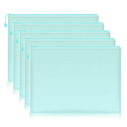 5pcs Mesh Zipper Pouch Document Bag Waterproof Zip File Folders A4 School Office Supplies Pencil Case Storage Bags - Hiccupzz