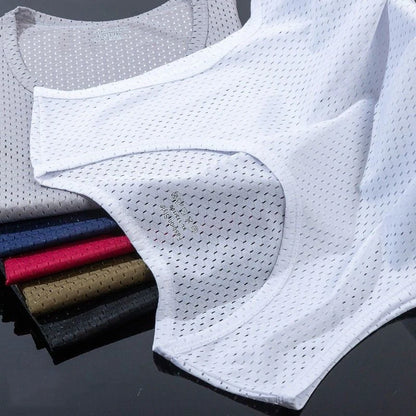 Men's Ice Silk Mesh Tank - Transparent Gym Stringer Bodybuilding Vest - Hiccupzz