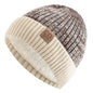Unisex Two-Tone Winter Beanie - Fur-Lined Knitted Hat for Men and Women, Casual Fashion Warm Cap