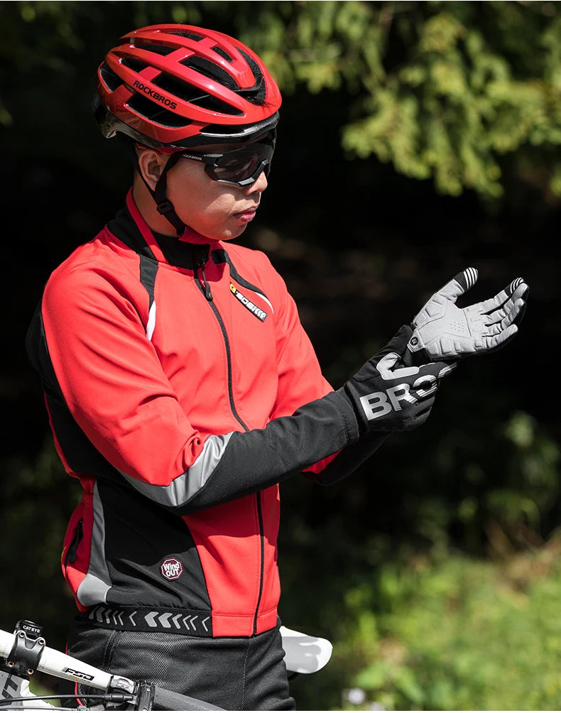 Cycling Gloves - Touch Screen Waterproof MTB Bike Gloves, Thermal Warm for Winter & Autumn Sports