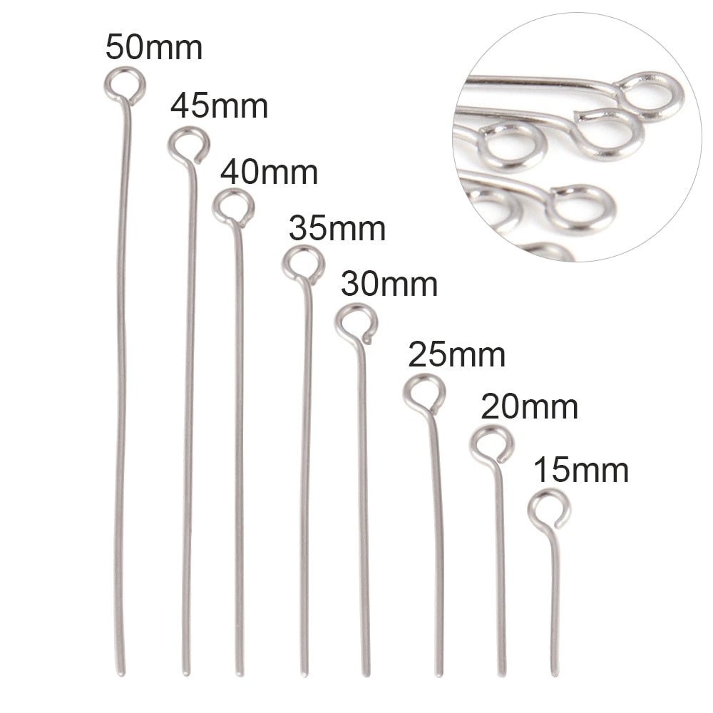 100pcs/Lot 15-50mm 316 Stainless Steel Flat Head Ball  For DIY Jewelry Making Supplies Findings