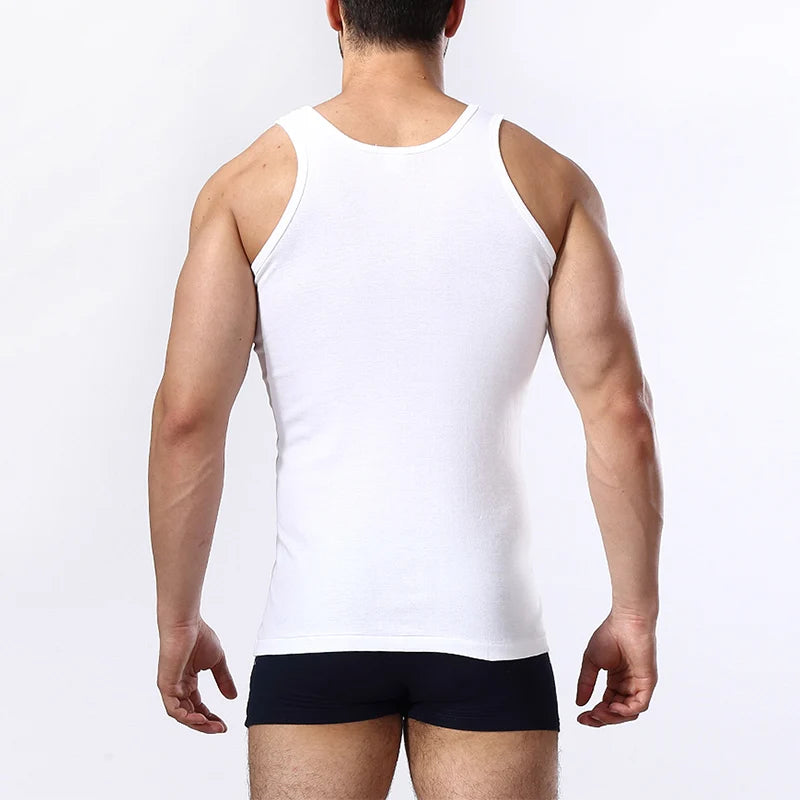 Men's Pure Cotton Fitted Vest - Summer Sleeveless Training T-Shirt