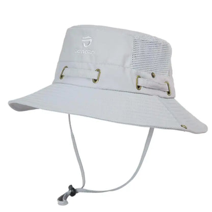 Men's Cap Breathable Mesh Solid Color Bucket Hat for Fishing, Camping & Hiking Anti-UV Sun Hat Wide Brim Fisherman Hat - Hiccupzz