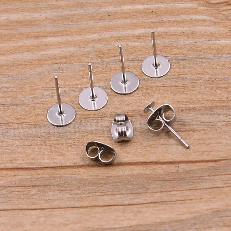 100pcs/lot Steel Stainless Steel Earring Studs for DIY Jewelry Making