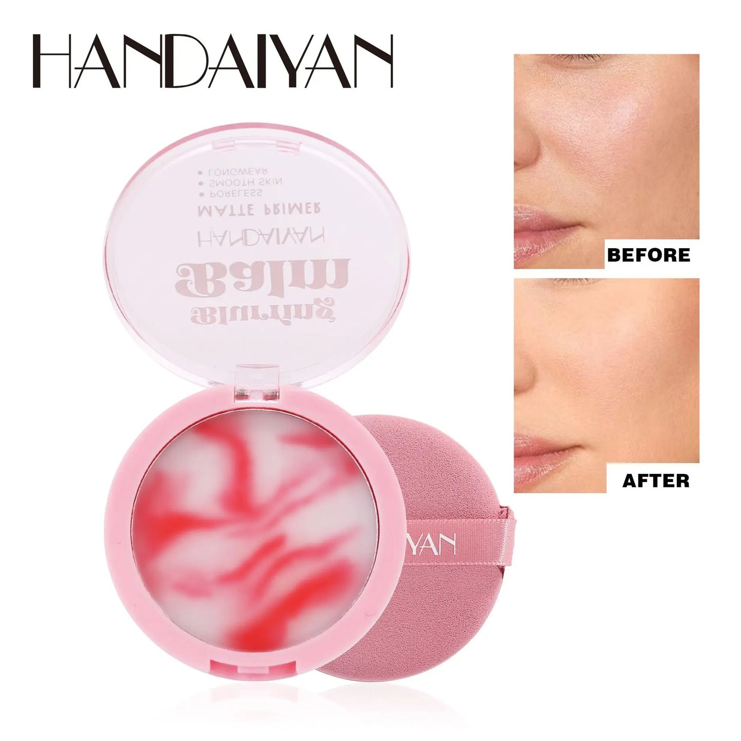 HANDAIYAN Matte Concealer Makeup Setting Powder with Puff Light Mist Sense Waterproof Oil Control Without Taking Off Makeup