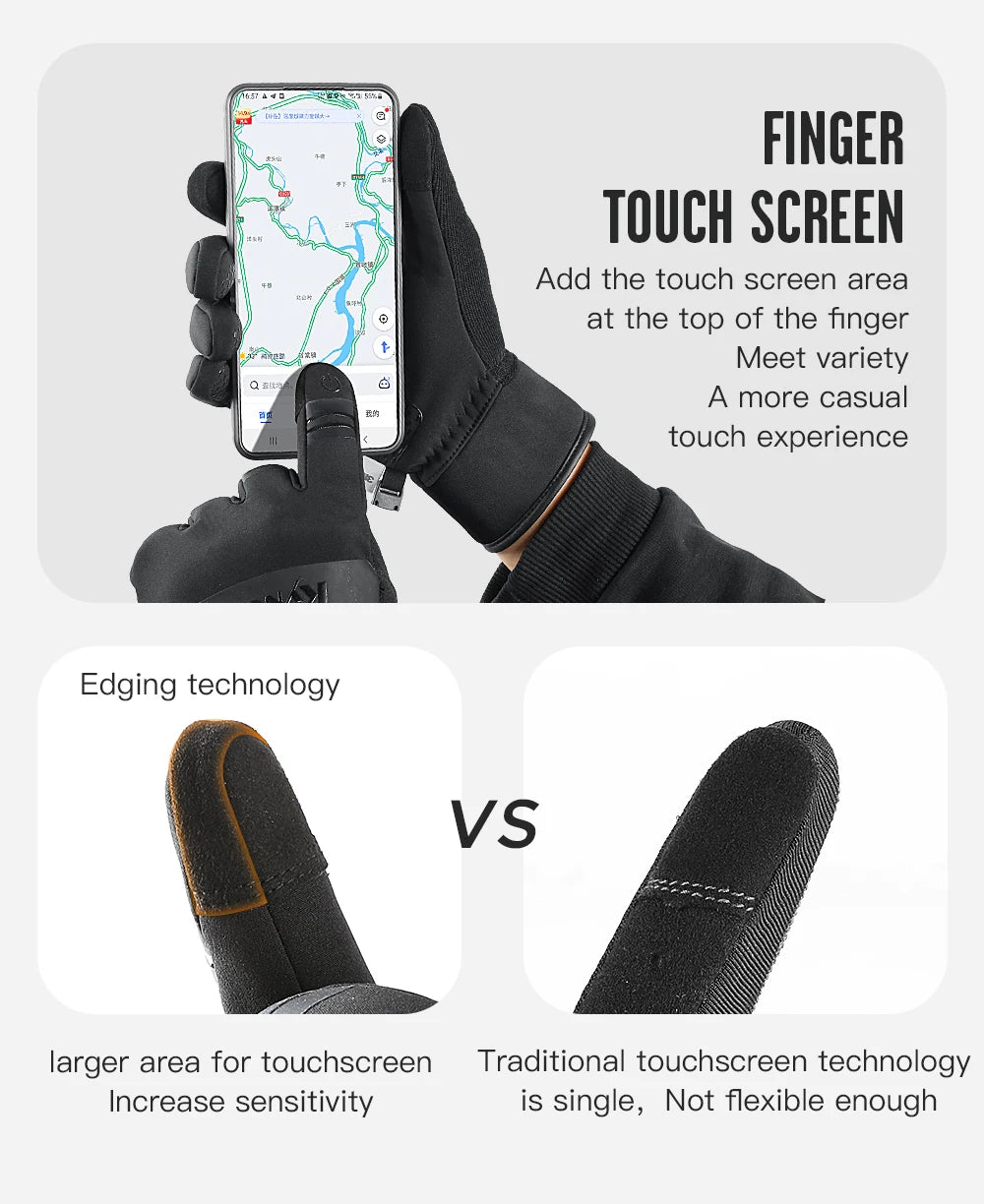 Winter Cycling Gloves - Touch Screen Waterproof Motorcycle Gloves