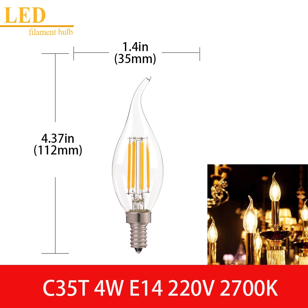 LED Filament Light Bulb Clear Glass Ampoule