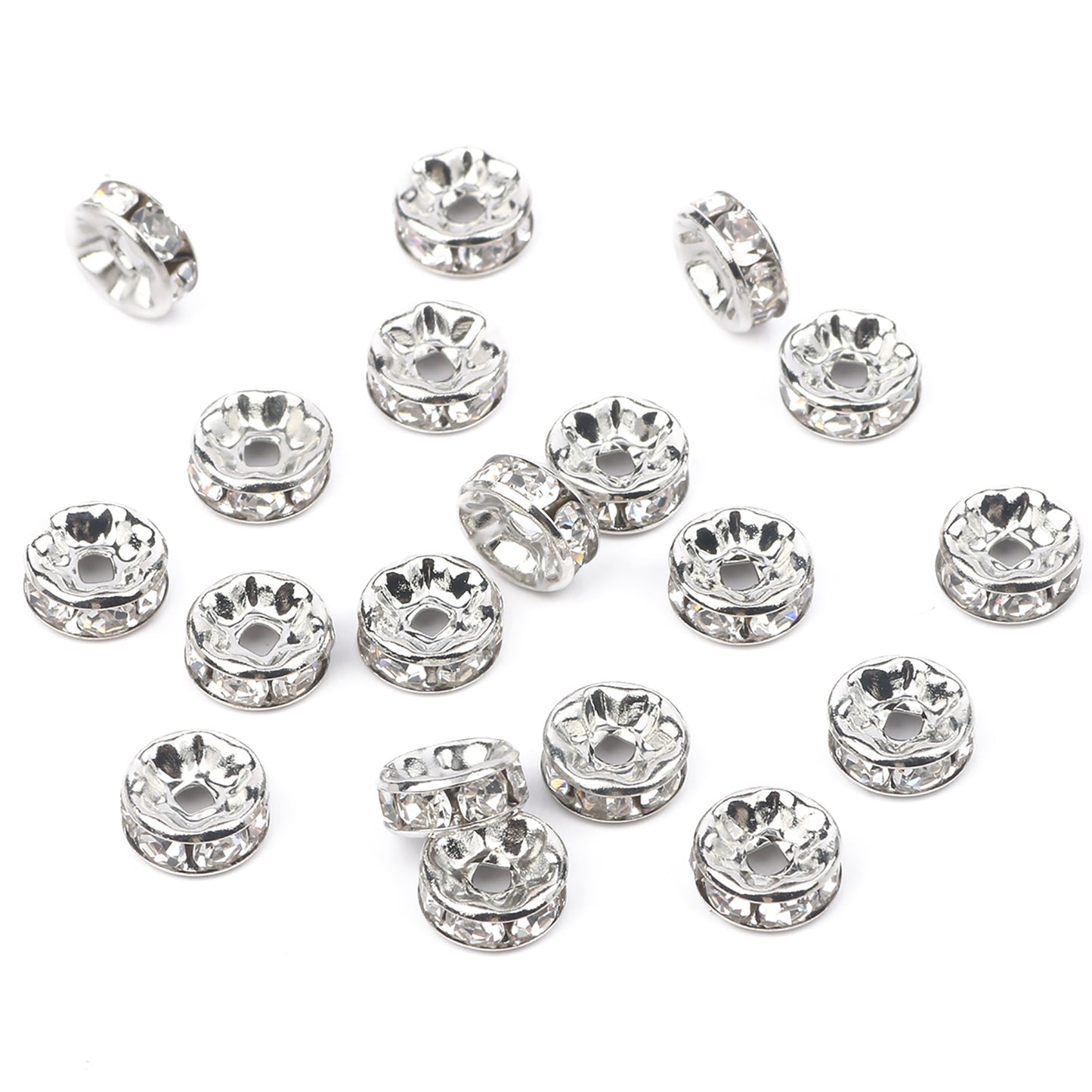 50pcs/lot  Crystal Round Loose Spacer Beads for DIY Making Bracelet Necklace Accessories