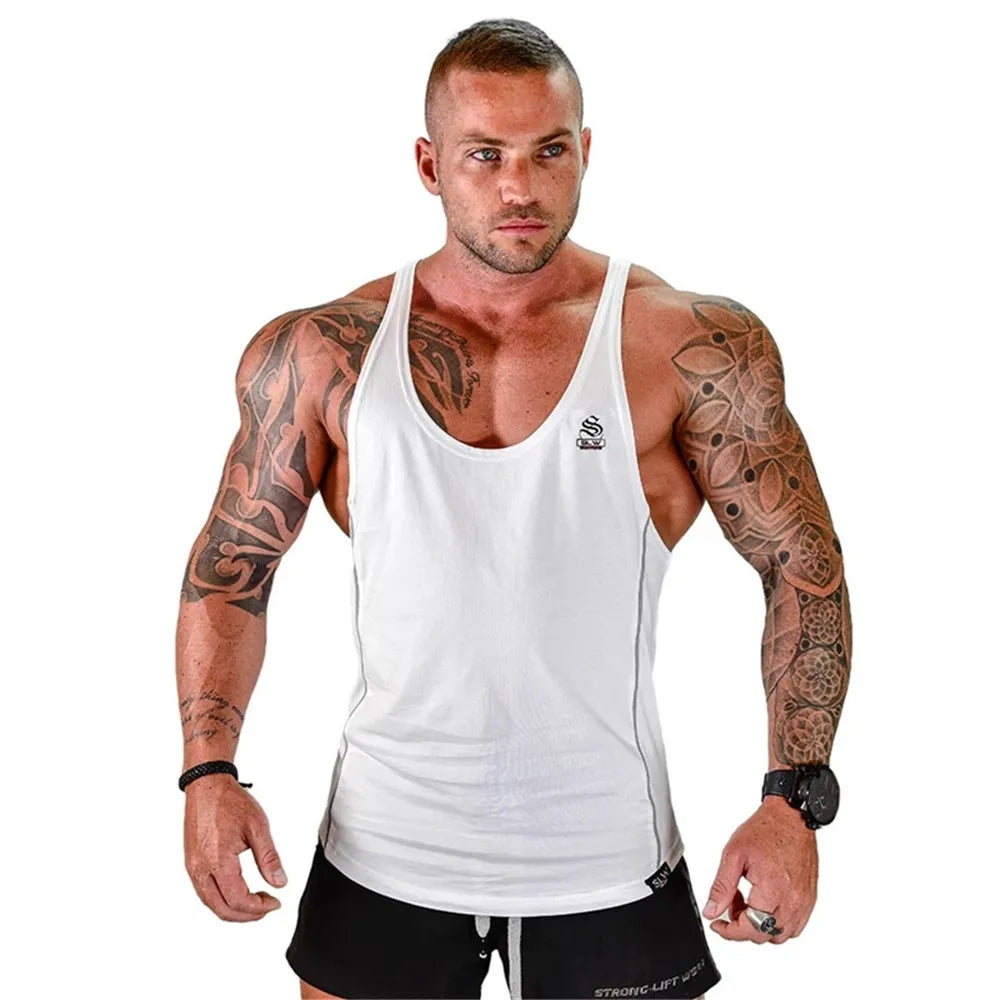 Men's Bodybuilding Tank Top - 2021 Cotton Sleeveless Gym Shirt