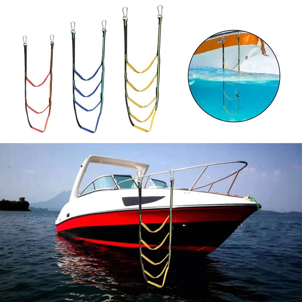 3/4/5 Step Boat Ladder Yacht Side Hanging Ladder Folding Portable Boarding Ladder Nylon Rope Ladder Lifter Marine Accessories