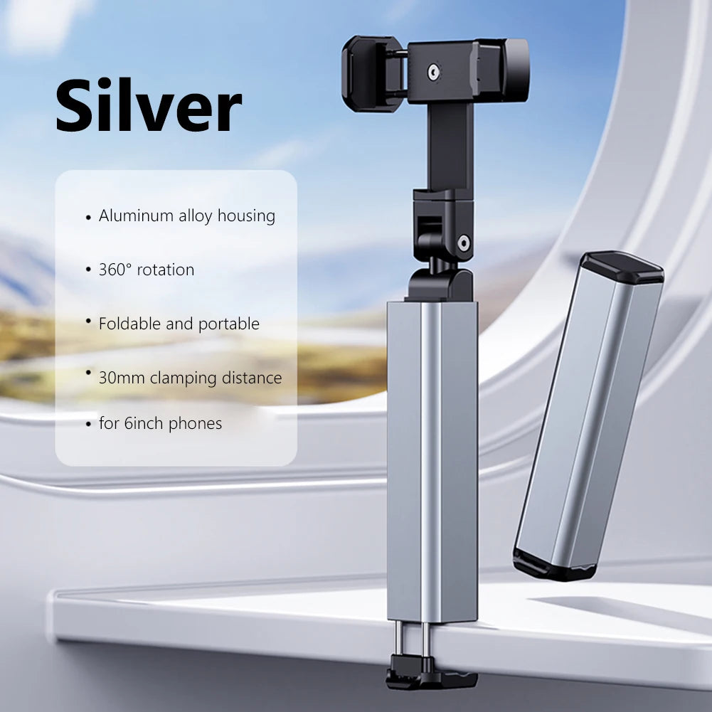 Foldable Tablet/Phone Holder – Adjustable Aluminum Alloy Stand with 360° Rotation, Bed & Desk Mount for 4–12.9 Inch Devices (iPad, iPhone, Tablets, Smartphones)