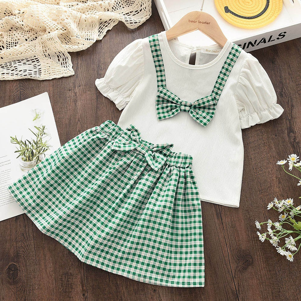 Kids Girls Clothing Sets Summer New Style Brand  Baby Girls Clothes Short Sleeve T-Shirt+Pant Dress 2Pcs Children Clothes Suits