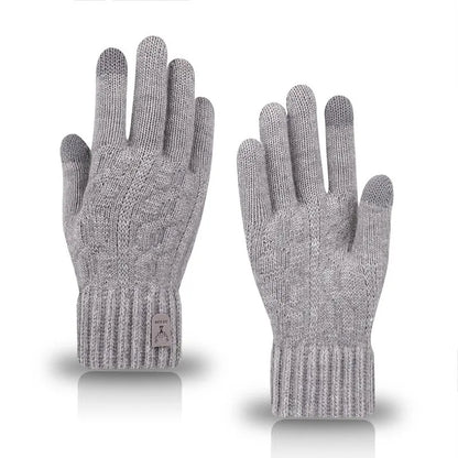 Men's Winter Touch Screen Gloves - Warm Wool Knitted Gloves with Fleece Lining for Cold Weather