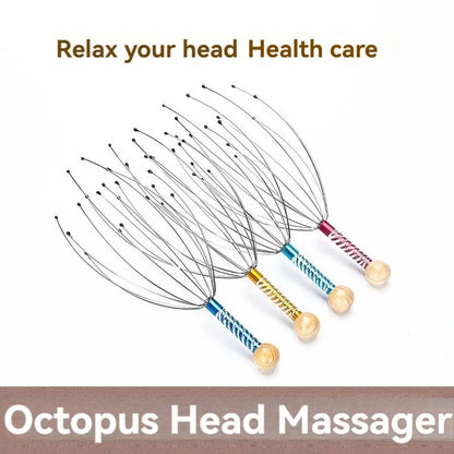 Octopus Head Massager - Stainless Steel Scalp Scratcher and Brain Massage Claw for Relaxation and Itch Relief