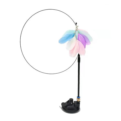 Simulation Bird Interactive Funny Cat Stick Toy Furry Feather Bird With Bell Sucker Cat Stick Toy Kitten Playing Toy - Hiccupzz