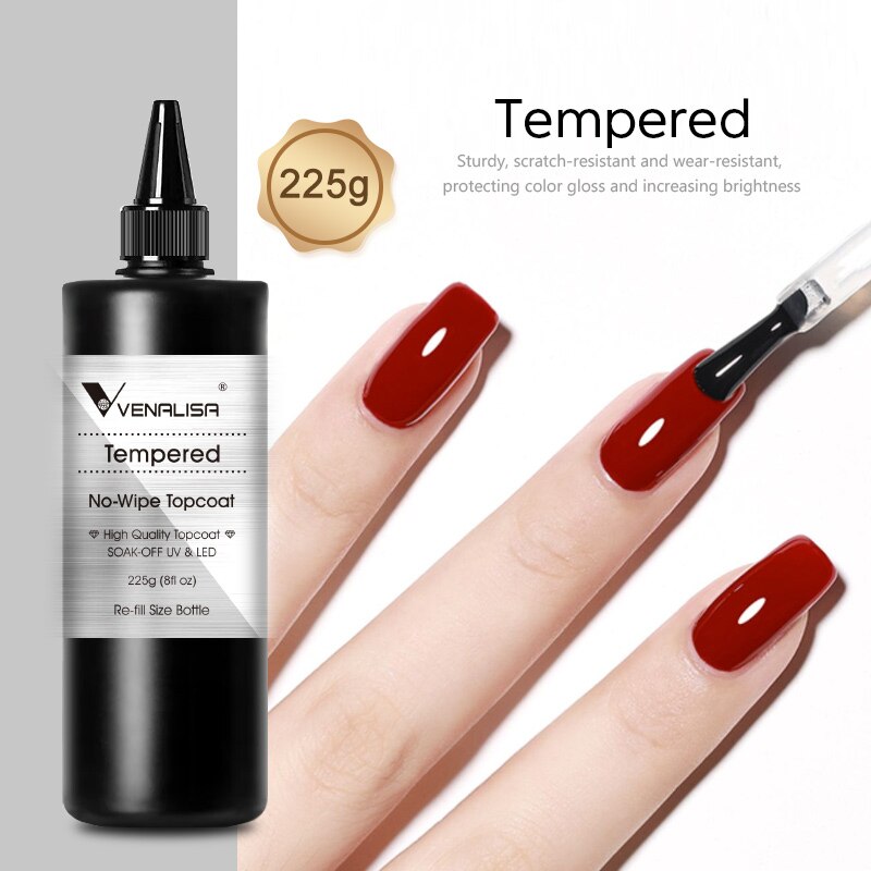 Long Wear Tempered Top Coat Reinforce Gel, Big Volume 225g/30ml Base Gel