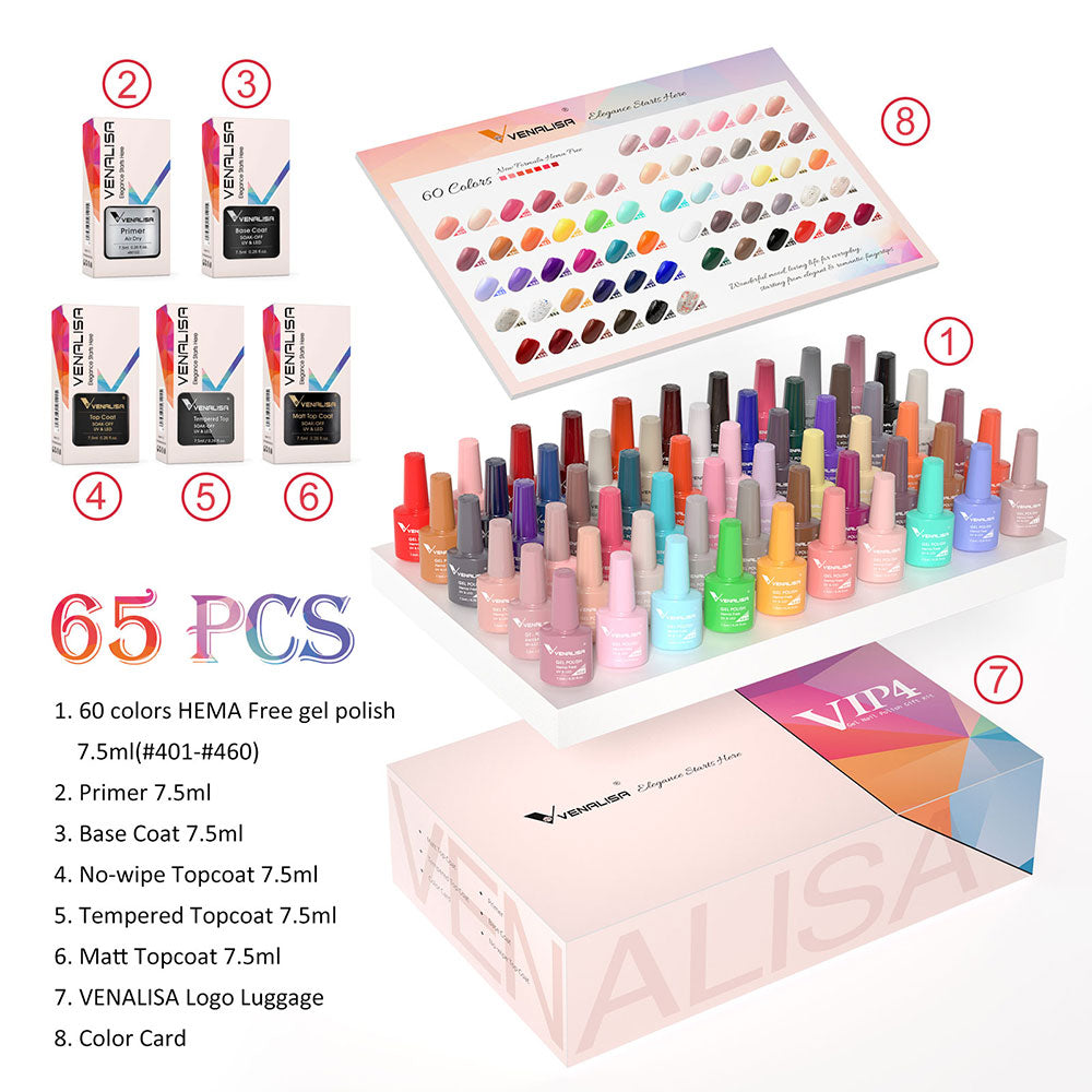 New Fashion Color Gel Polish Kit VIP4 HEMA FREE Enamel Vernish For Nail Art Design Whole Set Nail Gel Learner Kit