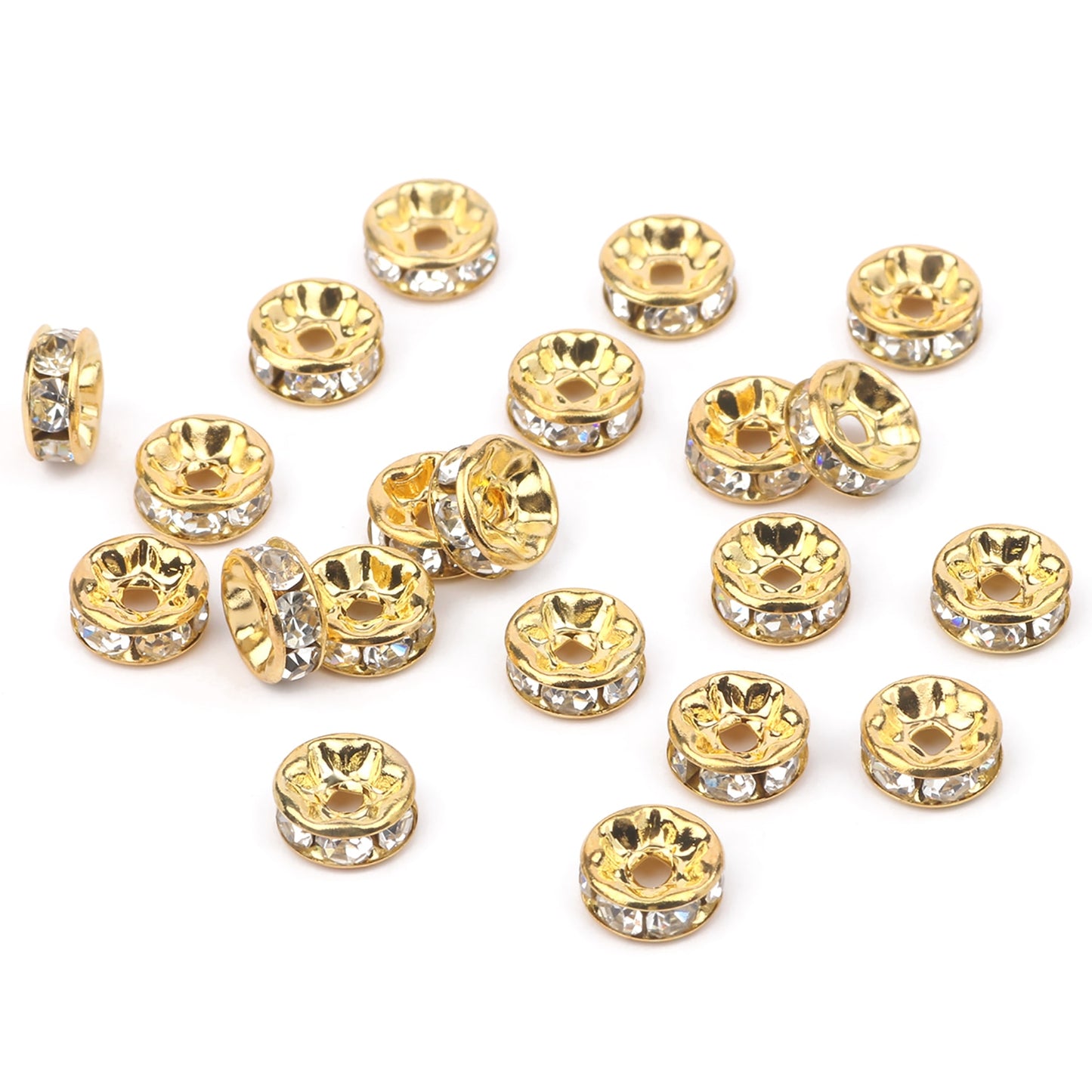 50pcs/lot  Crystal Round Loose Spacer Beads for DIY Making Bracelet Necklace Accessories