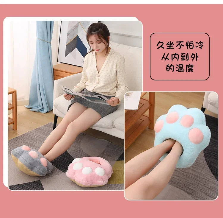 Winter Electric Foot Warmer Mat - USB Charging Cat Paw Shape Heating Pad for Feet, Constant Warming for Home/Office